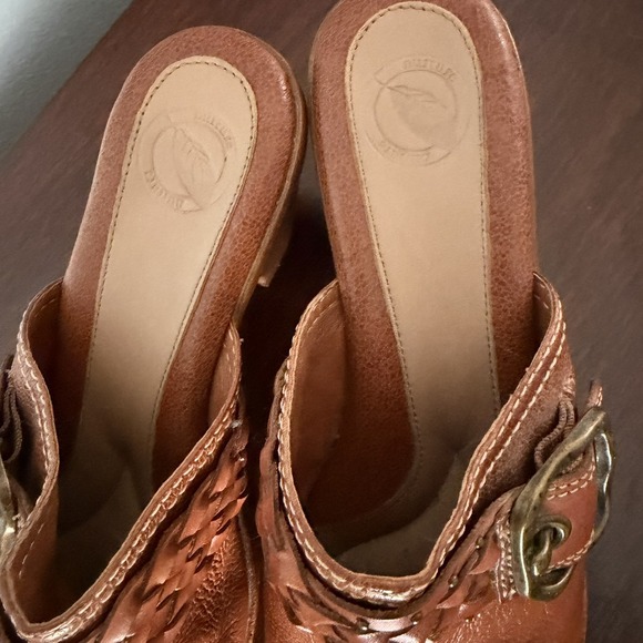 Nurture Brown Leather Clogs Braided Leather Buckle Womens Slip on Size 7.5 - Picture 5 of 14